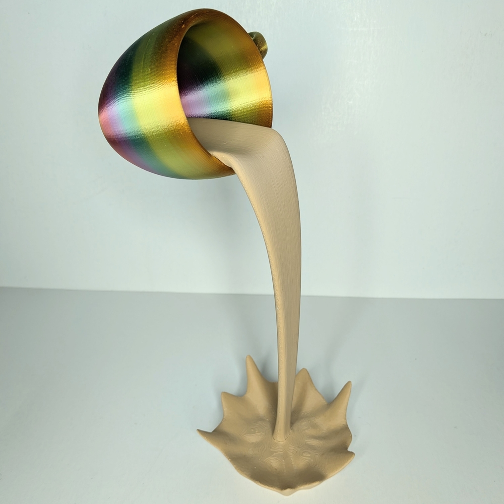 Rainbow Metallic Coffee Pouring Art Sculpture